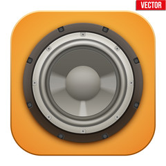 Realistic sound load Speaker icon. Music Vector illustration isolated on white background.