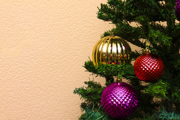 christmas tree, new year tree with balls decoration