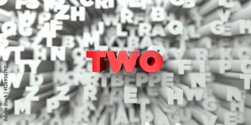 Fototapete two - red text on typography background - 3d rendered royalty free stock image. this image can be us