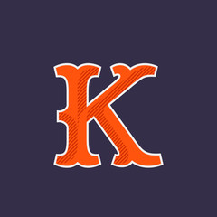 K letter logo with diagonal line shadow.