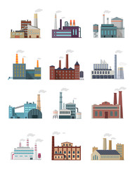 Set of Industry Manufactory Building Icons.