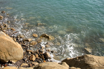 Rocky shore of the Black Sea. Gelendzhik.