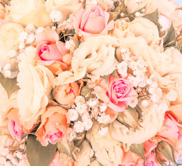 Pink roses background with vintage filter