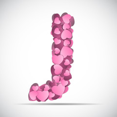 Fototapeta premium Valentine s Day Alphabet of Hearts Vector Illustration