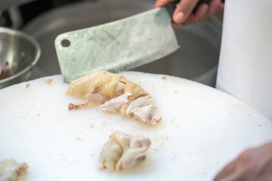 cutting chicken breast
