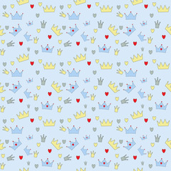 Prince Seamless Pattern Background Vector Illustration.