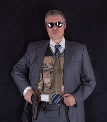 CIA agent, a studio portrait of a security guard, bodyguard, detective, mafia - obrazy, fototapety, plakaty