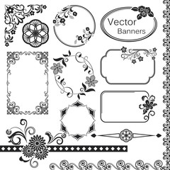 Abstract vintage frame vector templates with copy space.