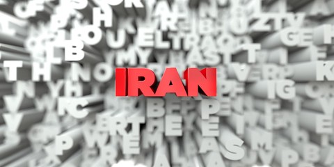 IRAN -  Red text on typography background - 3D rendered royalty free stock image. This image can be used for an online website banner ad or a print postcard. © Chris Titze Imaging