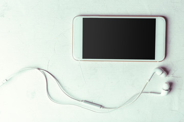 Obraz premium Top view smartphone mock up template with black screen