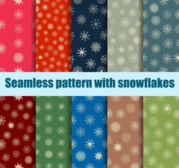 Seamless pattern with snowflakes. Christmas pattern set. Vector illustration.