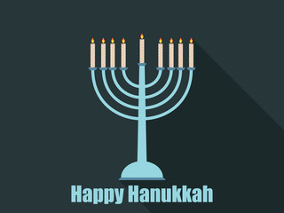 Happy hanukkah. Hanukkah candles flat design with long shadow. Vector illustration.
