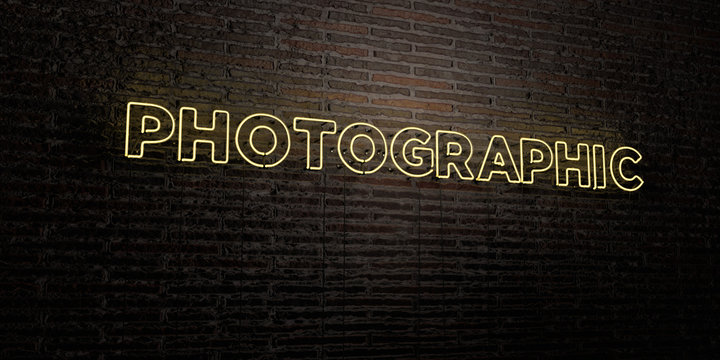 PHOTOGRAPHIC -Realistic Neon Sign on Brick Wall background - 3D rendered royalty free stock image. Can be used for online banner ads and direct mailers..