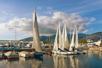Fototapeta premium Prepare to set sail. Port in Tivat city, Montenegro