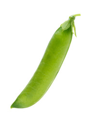 Pod of green peas isolated on the white background