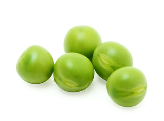 Green peas isolated on the white background