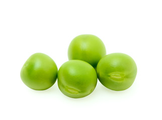 Green peas isolated on the white background