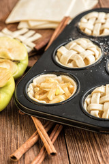 Fresh homemade delicious apple muffins . Concept of cooking.