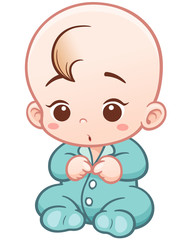 Vector Illustration of Cartoon Cute Baby wearing bodysuit