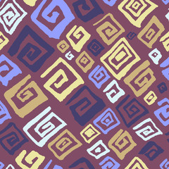 Hand drawn artistic seamless pattern with abstract simply square