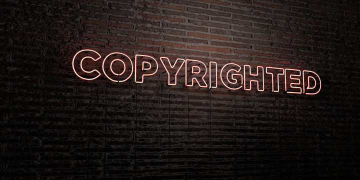 COPYRIGHTED -Realistic Neon Sign on Brick Wall background - 3D rendered royalty free stock image. Can be used for online banner ads and direct mailers..