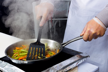 Cooking in a frying pan