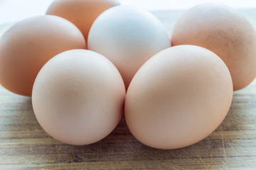 Eggs on a wooden surface
