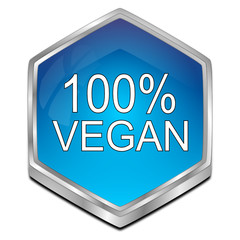 100% Vegan Button - 3D illustration