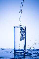 Water in a glass on acrylic background