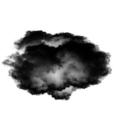 Black realistic clouds of smoke isolated over white background