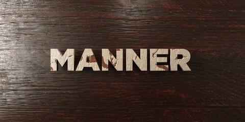Manner - grungy wooden headline on Maple  - 3D rendered royalty free stock image. This image can be used for an online website banner ad or a print postcard.