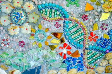 Colorful mosaic pattern background. Made from ceramic of Thai at Wat Phasornkaew in Thailand. Photo taken on: 29 November , 2016