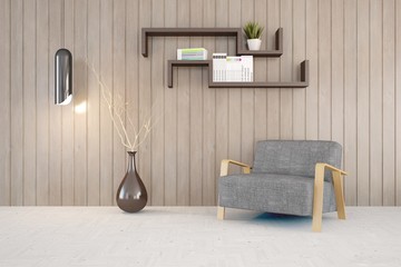 White room with armchair. Scandinavian interior design
