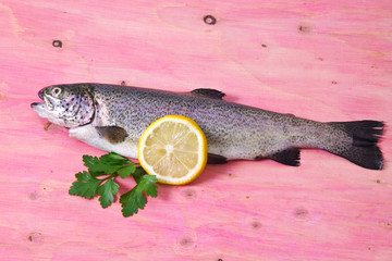 trout on rose wood