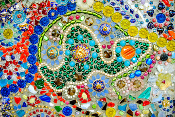 Colorful mosaic pattern background. Made from ceramic of Thai at Wat Phasornkaew in Thailand. Photo taken on: 29 November , 2016