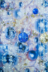 New Year's background, Christmas balls, lights, abstract, shallo
