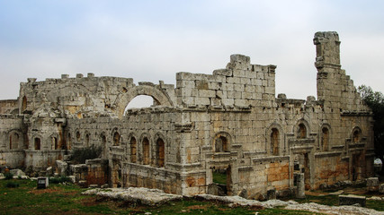 Fototapeta na wymiar Ruins of the Church of Saint Simeon Stylites, Idlib, Syria