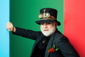 Senior bearded man or watchmaker