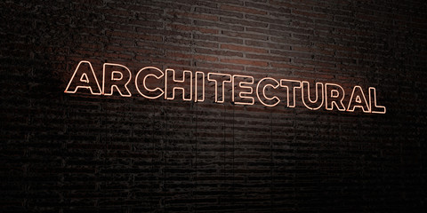 ARCHITECTURAL -Realistic Neon Sign on Brick Wall background - 3D rendered royalty free stock image. Can be used for online banner ads and direct mailers..