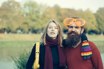 Young couple in autumn park