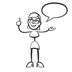 Strichmännchen Frau Persona mit Sprechblase