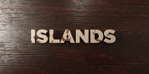 Islands - grungy wooden headline on Maple  - 3D rendered royalty free stock image. This image can be used for an online website banner ad or a print postcard.