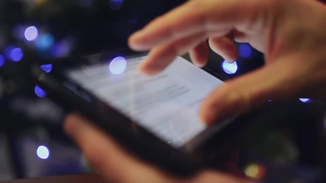 Man hand using tablet on christmas 