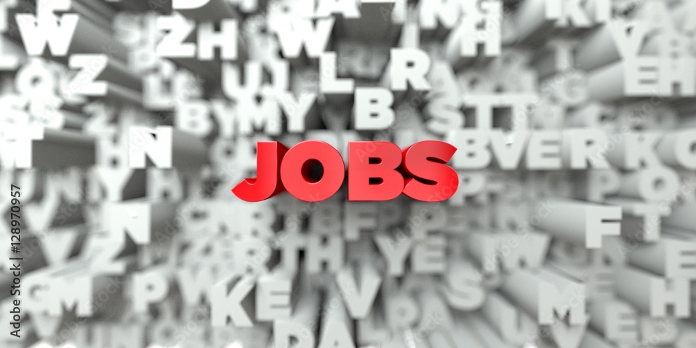 Fototapete jobs - red text on typography background - 3d rendered royalty free stock image. this image can be u
