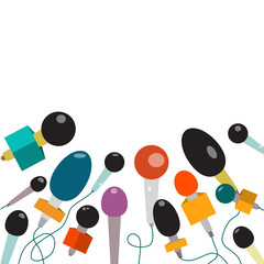Microphone. Vector Flat Design Microphones on Conference Isolated on White Background.