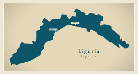Modern Map - Liguria IT Italy