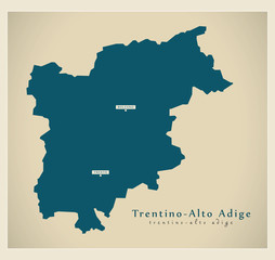 Modern Map - Trentino Alto Adige IT Italy