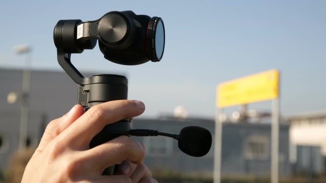 Side view of a stable gimbal camera