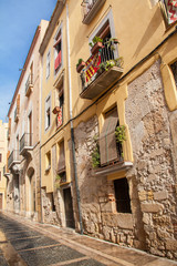 Façade d'immeuble,  centre de Tarragone, Catalogne, Espagne