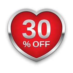 30% off silver badge, vector